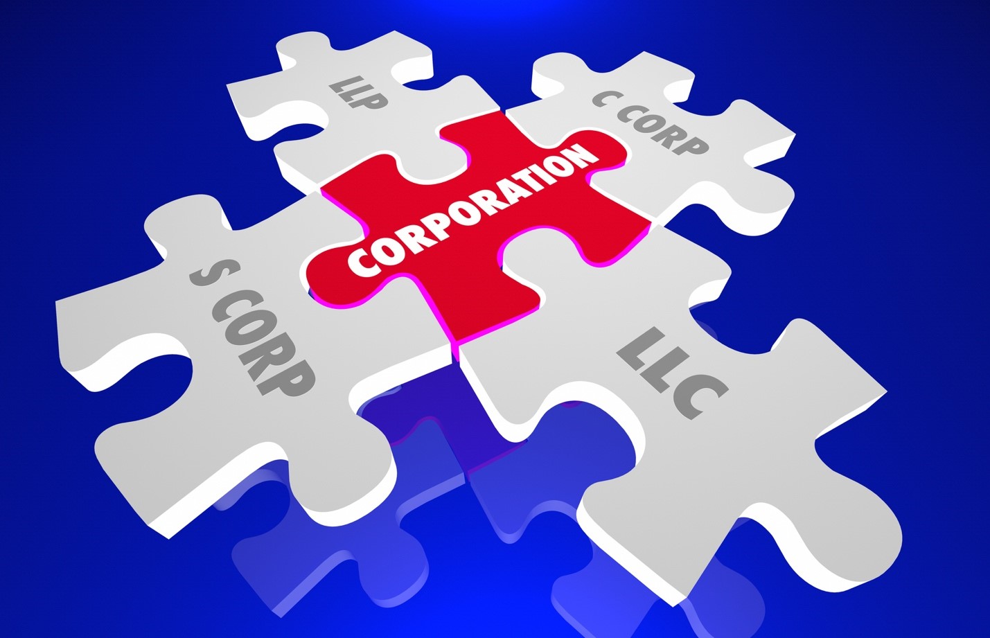 Puzzle pieces of different types of business entities